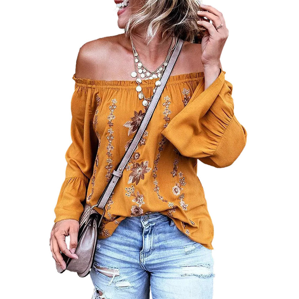 Spring And Autumn Floral Flounce Fashion Shirt